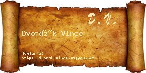 Dvorák Vince névjegykártya